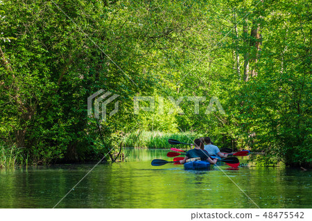 Landscape with trees in the Spreewald area Landscape with trees in the Spreewald area 48475542