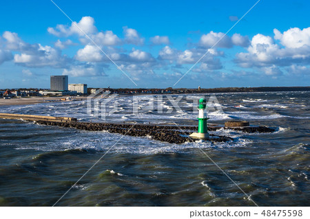 Mole on the Baltic Sea coast in Warnemuende 48475598