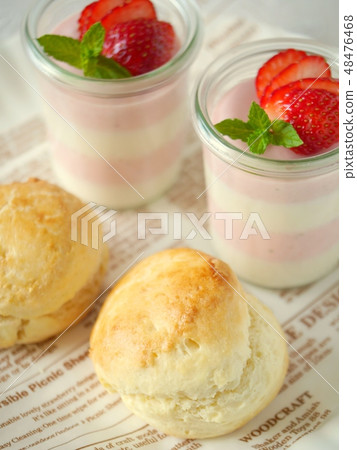 Scone and Strawberry Border Pudding (High Angle) 48476468