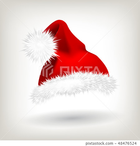 Red Santa Hat Vector. Party Icon. Head Background. Holiday Icon. Santa Claus Holiday Red And White 48476524