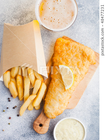 Traditional British Fish and Chips tartar sauce Traditional British Fish and Chips tartar sauce 48477231