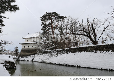 多雪的風景Shibata市Shibata城堡在新潟縣 48477443