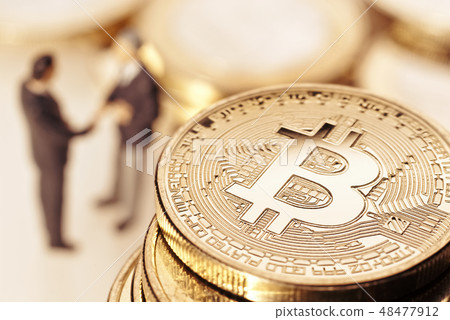 Bitcoin and businessmen 48477912