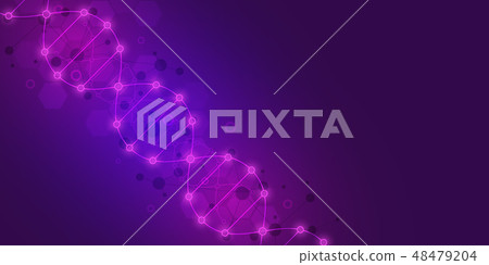 DNA strand background and genetic engineering or laboratory research. Medical technology and science 48479204