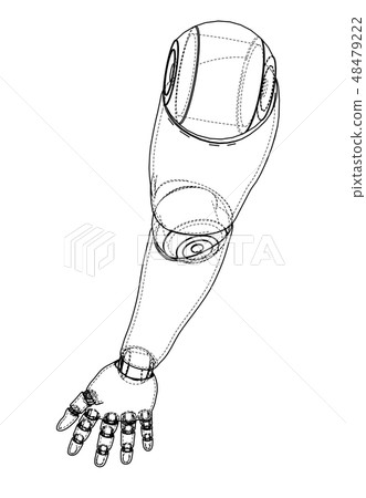 Robot hand outline. Vector rendering of 3d Robot hand outline. Vector rendering of 3d 48479222