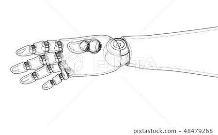 Robot hand outline. Vector rendering of 3d - Stock Illustration ...