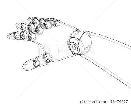 Robot hand outline. Vector rendering of 3d - Stock Illustration ...