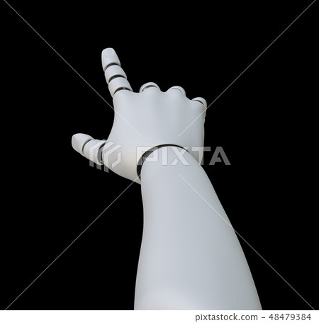 Robot hand pointing index finger, isolated 48479384