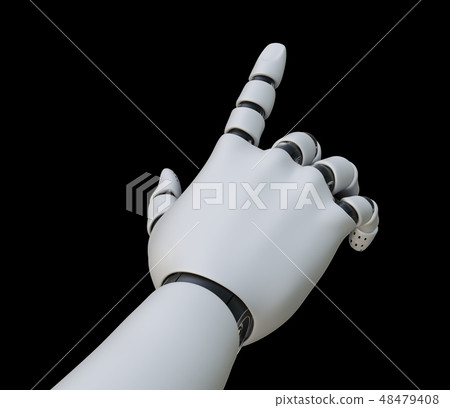 Robot hand pointing index finger, isolated 48479408