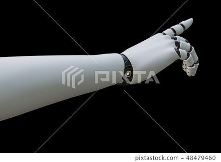 Robot hand pointing index finger, isolated 48479460