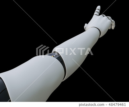 Robot hand pointing index finger, isolated 48479461