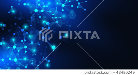 Abstract technology and innovation background with molecular structures and neural network Abstract technology and innovation background with molecular structures and neural network 48480249