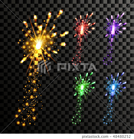 Firework Vector. Night Carnival Light. Holiday Anniversary Salute Burst. Isolated On Transparent Firework Vector. Night Carnival Light. Holiday Anniversary Salute Burst. Isolated On Transparent 48480252