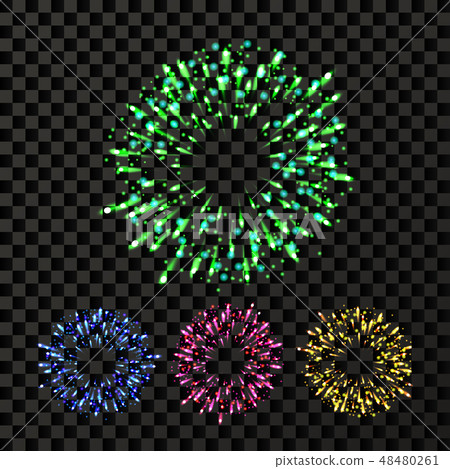 Firework Vector. Bursting Explode Backdrop. Isolated On Transparent Background Realistic Firework Vector. Bursting Explode Backdrop. Isolated On Transparent Background Realistic 48480261