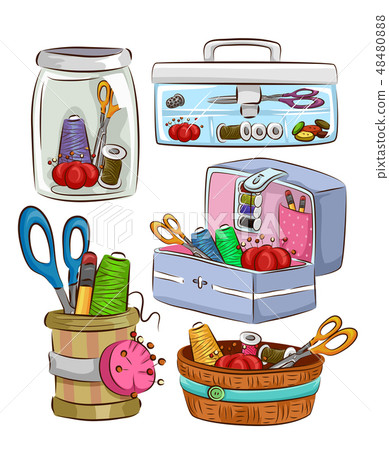 Sewing Kit Sets Illustration - Stock Illustration [48480888] - PIXTA