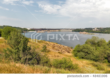 Dnieper River and hydroelectric power plant. Dnieper River and hydroelectric power plant. 48481006