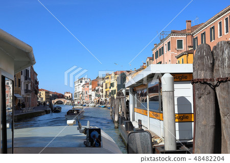 canal in Venice and Three Arches bridge 48482204