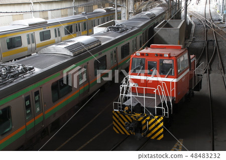 Train under inspection at the Omiya General Vehicle Center 48483232