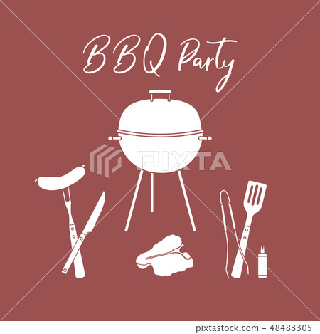 Vector illustration with grill and barbecue tools Vector illustration with grill and barbecue tools 48483305
