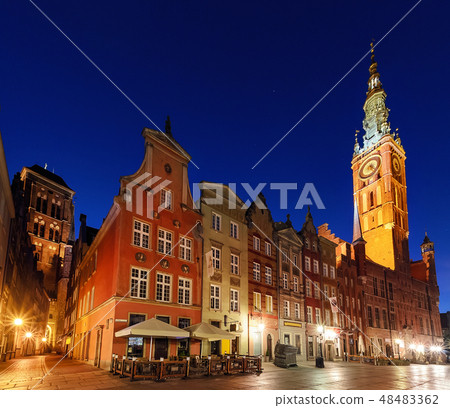 City hall of Gdansk at evening. Poland City hall of Gdansk at evening. Poland 48483362