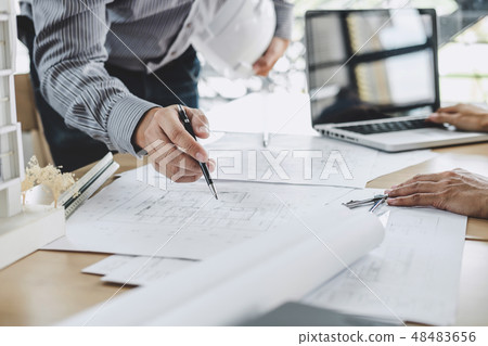 Construction and structure concept of Engineer or architect meet 48483656