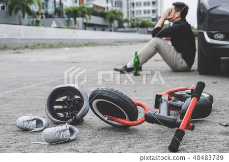 Image of shocked and scared driver after accident involved Kid's Image of shocked and scared driver after accident involved Kid's 48483789