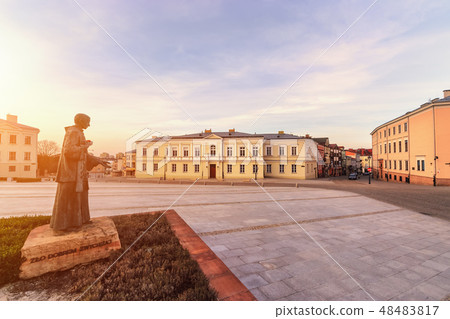 Sunset at square of Marii Panny in Kielce, Poland 48483817