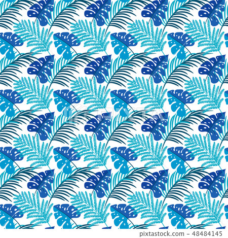 Tropical Leaves. Seamless Texture with Bright Hand Drawn Leaves of Monstera. Spring Rapport for Tropical Leaves. Seamless Texture with Bright Hand Drawn Leaves of Monstera. Spring Rapport for 48484145