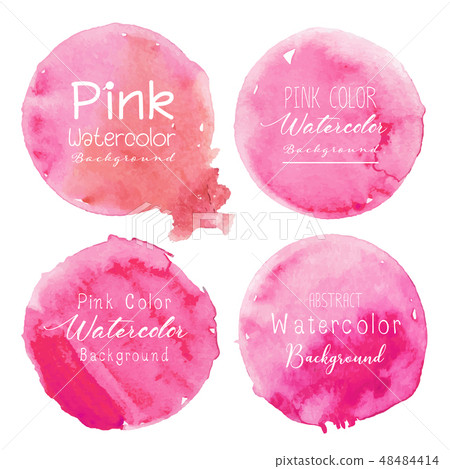 Pink watercolor circle set on white background. - Stock Illustration ...