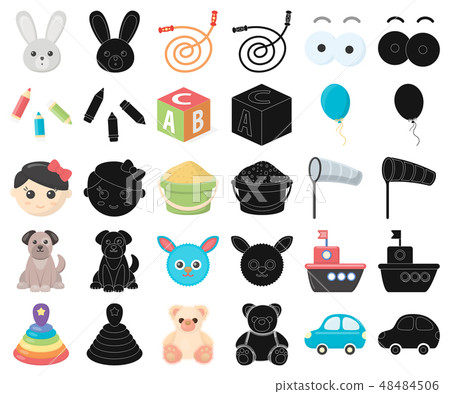 Children's toy cartoon,black icons in set collection for design. Game and bauble vector symbol stock Children's toy cartoon,black icons in set collection for design. Game and bauble vector symbol stock 48484506