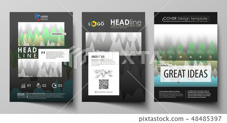 The black colored vector illustration of the editable layout of A4 format covers design templates 48485397