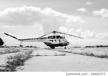 helicopter at the take-off site helicopter at the take-off site 48485477