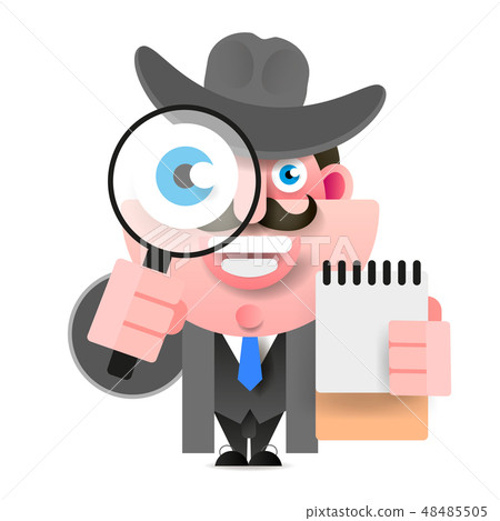 Detective Holding A Magnifying Glass.  48485505