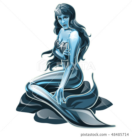 Steel sculpture of a mermaid isolated on white background. Vector cartoon close-up illustration. Steel sculpture of a mermaid isolated on white background. Vector cartoon close-up illustration. 48485714