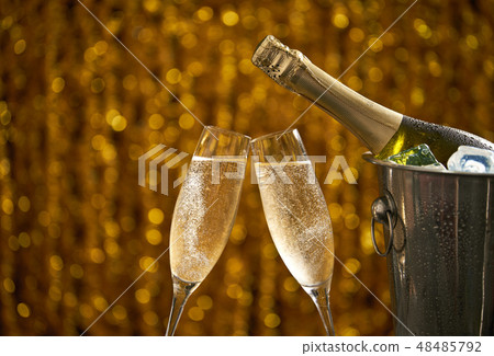Glasses of champagne on a abstract background 48485792