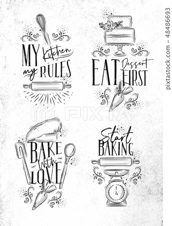 Bake lettering white - Stock Illustration [48486693] - PIXTA