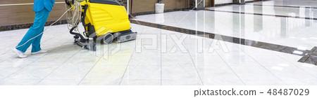 Floor care with washing machine in an office 48487029