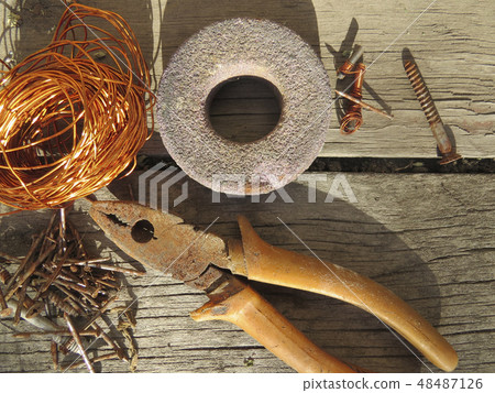 Different  nails and copper wire  48487126