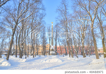 Rumyantsevsky Garden at winter in St.Petersburg. 48488971
