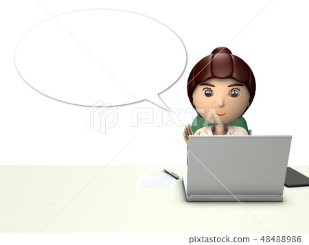 解釋一位的小姐,當觀看計算機時 解釋一位的小姐,當觀看計算機時 48488986