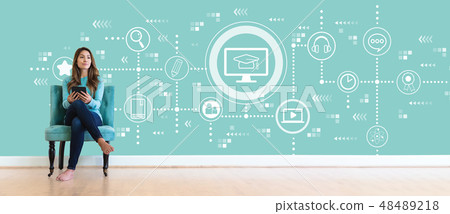 E-Learning with young woman 48489218