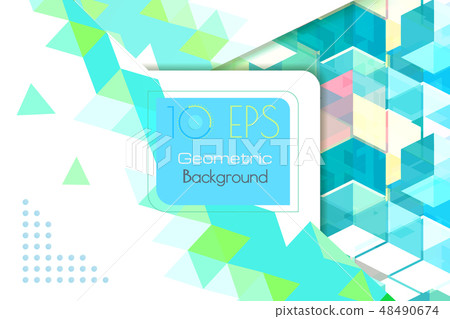 Blue green geometric cube pattern on white BG - Stock Illustration ...