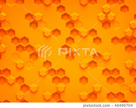 Orange hexagon pattern render BG Orange hexagon pattern render BG 48490704