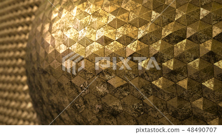 Gold convex hexagon pattern render BG Gold convex hexagon pattern render BG 48490707