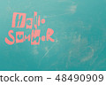Phrase HELLO SUMMER hand made letters green 48490909