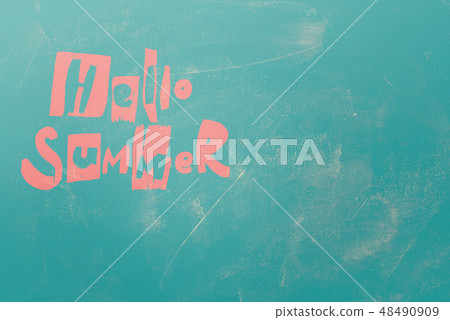 Phrase HELLO SUMMER hand made letters green Phrase HELLO SUMMER hand made letters green 48490909