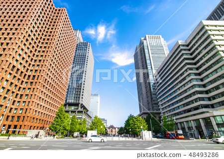Scenery of office town with main street 48493286