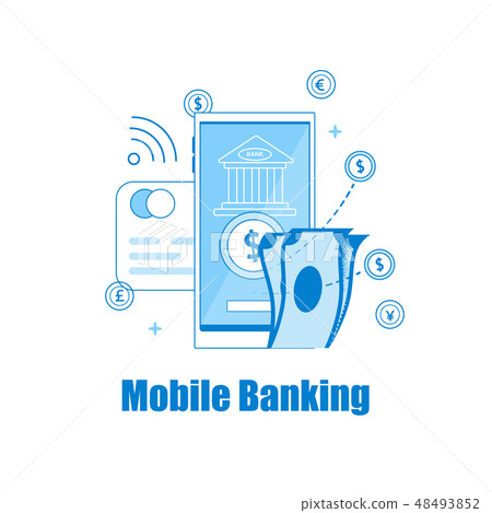 Mobile Banking. Mobile Bank on Display and Money. 48493852