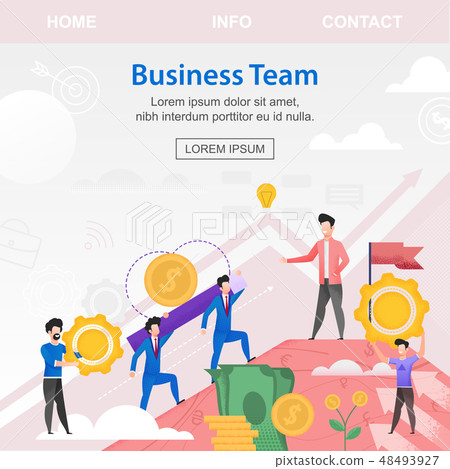 Square Flat Banner Business Team Investors Young. 48493927