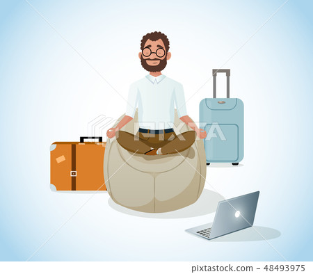 Relaxing and Working in Travel Cartoon Vector 48493975